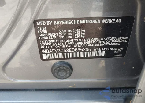 2014 BMW 535D xDrive from USA, damaged, VIN WBAFV3C53ED685306